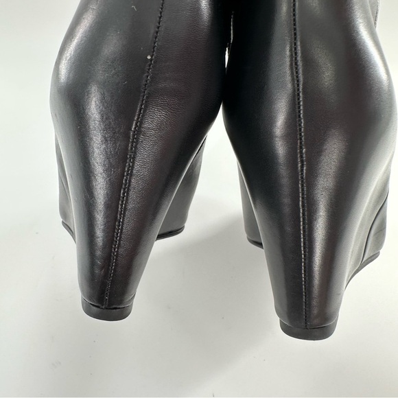 Via Spiga womens ankle booties size 7 37.5 black leather almond toe wedge boots - Picture 11 of 14